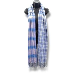 GAP NWT Plaid Fringe Hem Scarf Purple Pink White Soft Unisex Winter Fall‎